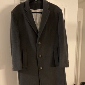 Men’s Pea Coat charcoal gray with white satin interior